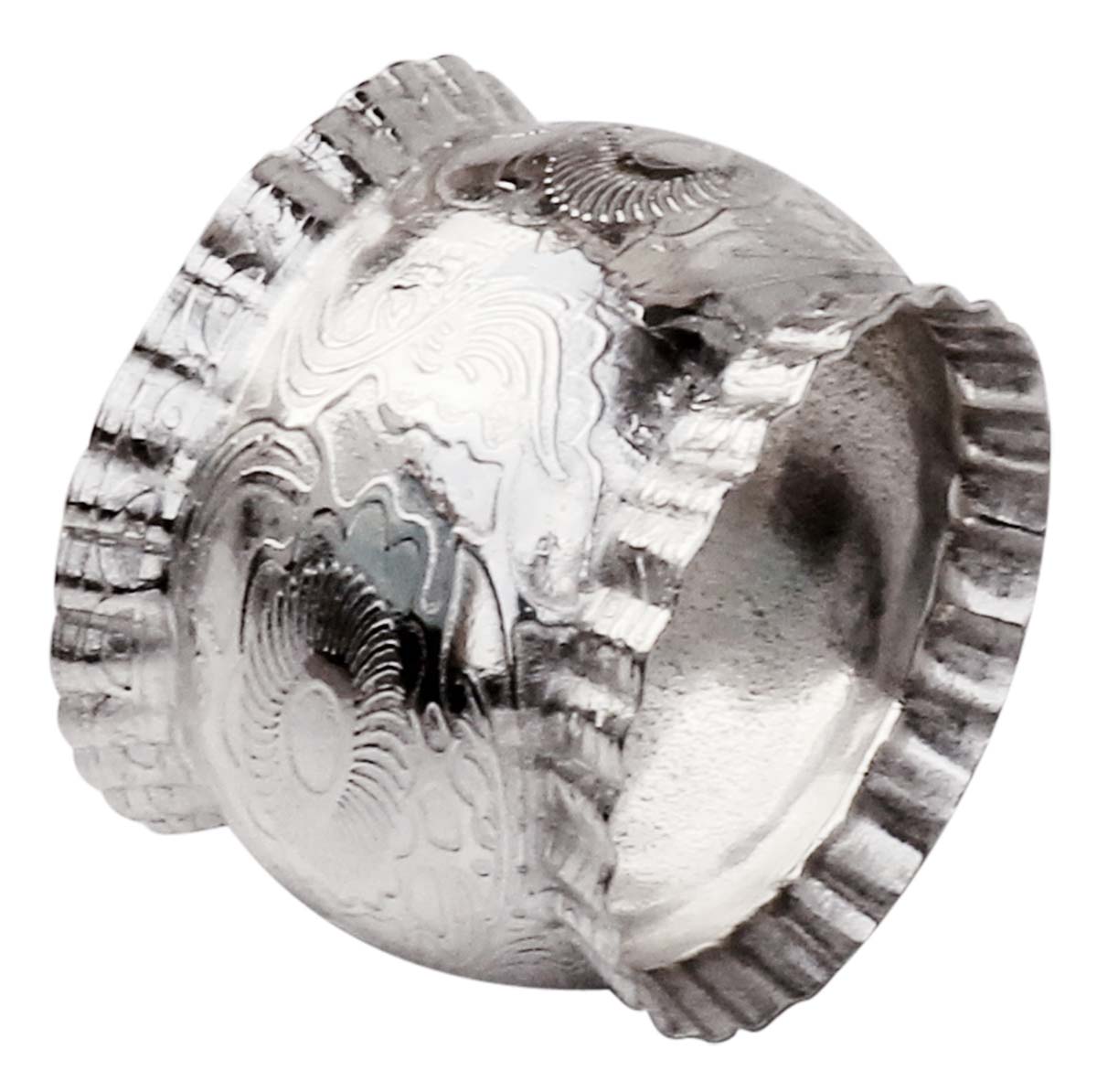 Napkin Rings in Bulk - Napkin Rings - Cast in Brass - Nickel Plated - Engraved Abstract Motifs & Wavy Edges - Dining Table Accessories